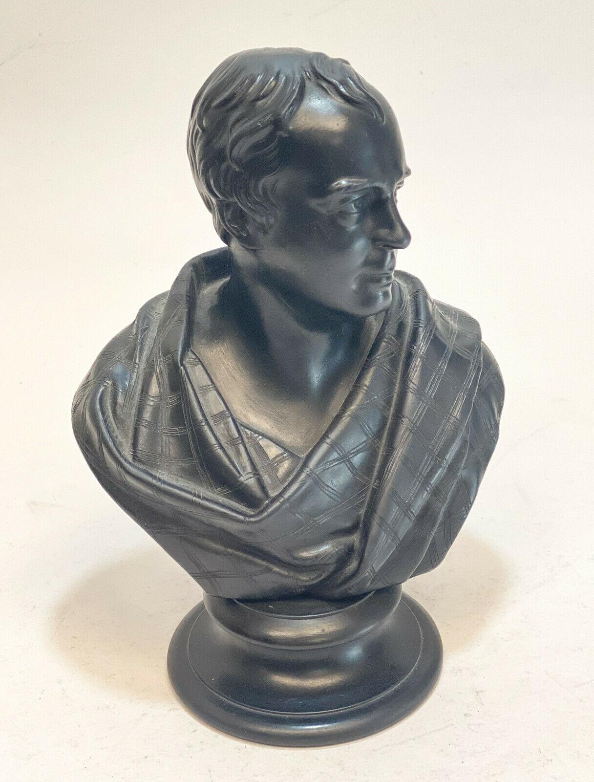 North American Wedgwood Black Basalt Pottery Bust Sculpture, Walter Scott For Sale