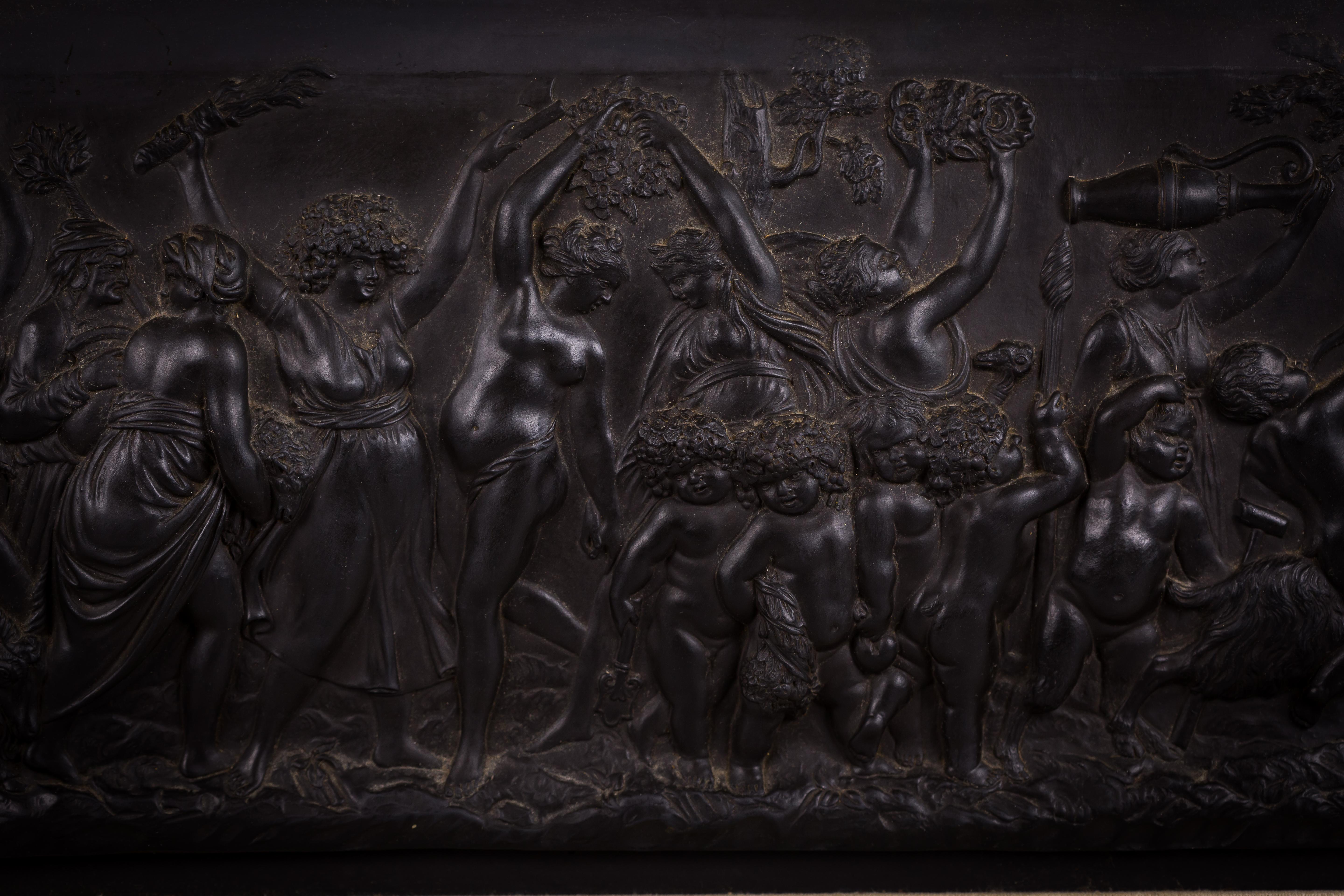 British Wedgwood Black Basalt Rectangular Plaque of 'Bacchanalian Triumph', 19th Century For Sale