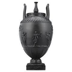 Vintage Wedgwood Black Basalt Two-Handled Urn