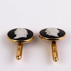 Wedgwood Black Jasperware Cameo Caesar & Vespasian Men's Cufflinks