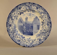 Wedgwood Blue and White Pottery Set of 12 Plates with Harvard Scenes, 1927