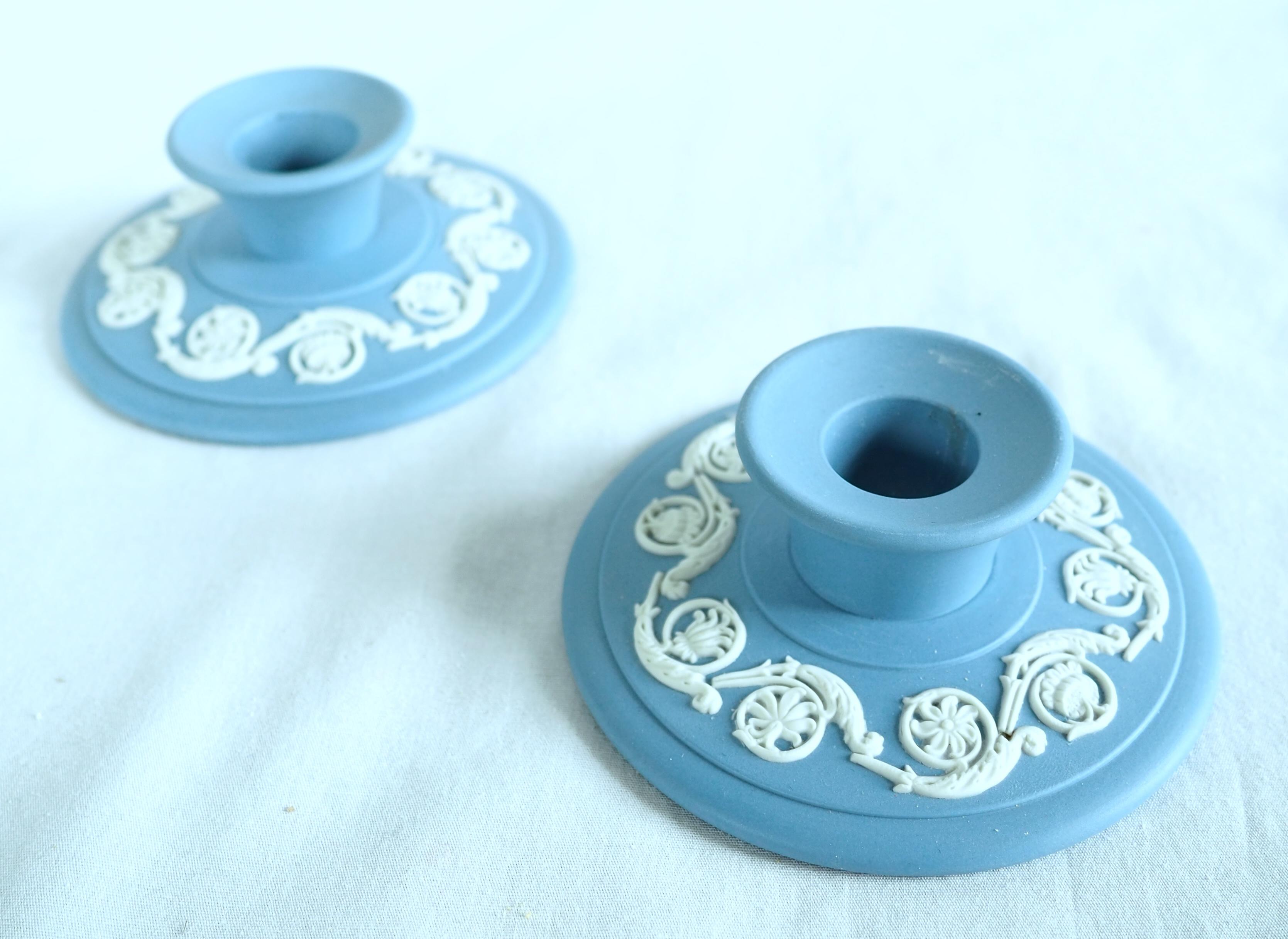 Neoclassico Portacandele Wedgwood in diaspro blu e bianco in vendita