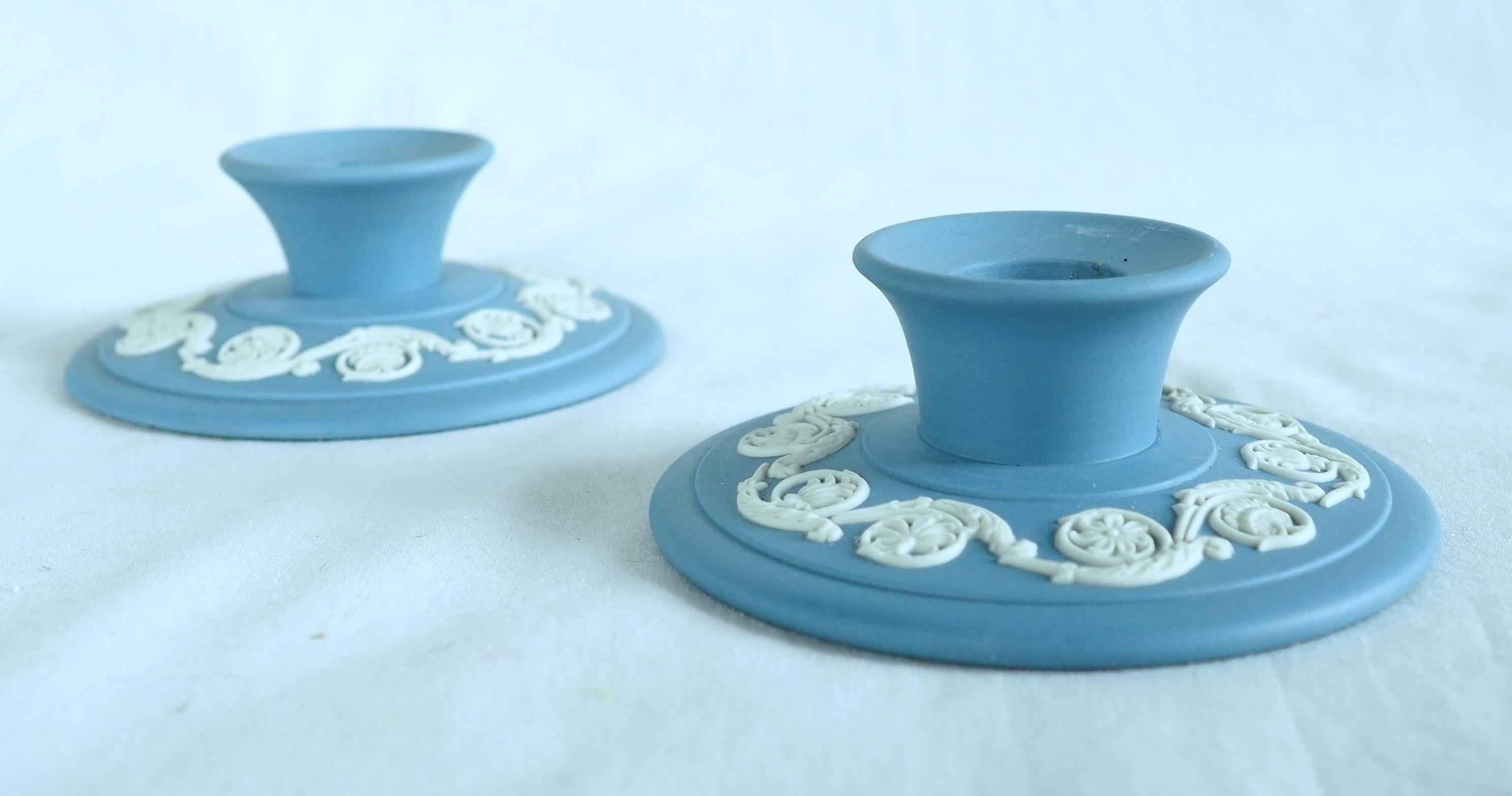 Inglese Portacandele Wedgwood in diaspro blu e bianco in vendita