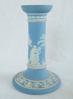 Wedgwood blue and white jasperware candlestick