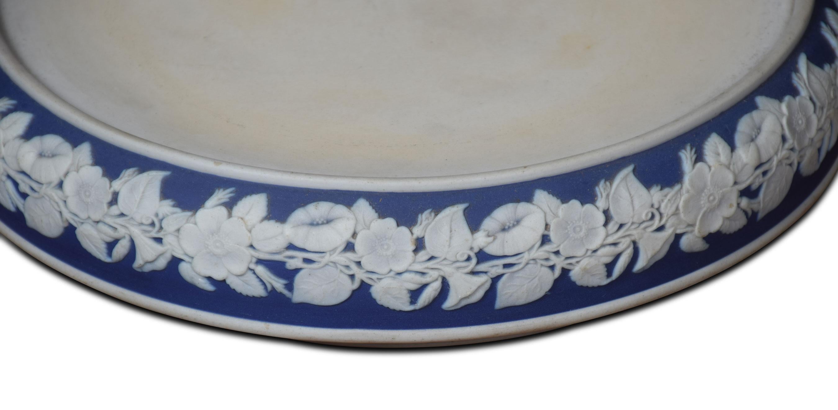 Porcelain Wedgwood Blue and White Jasperware Cheese Dish