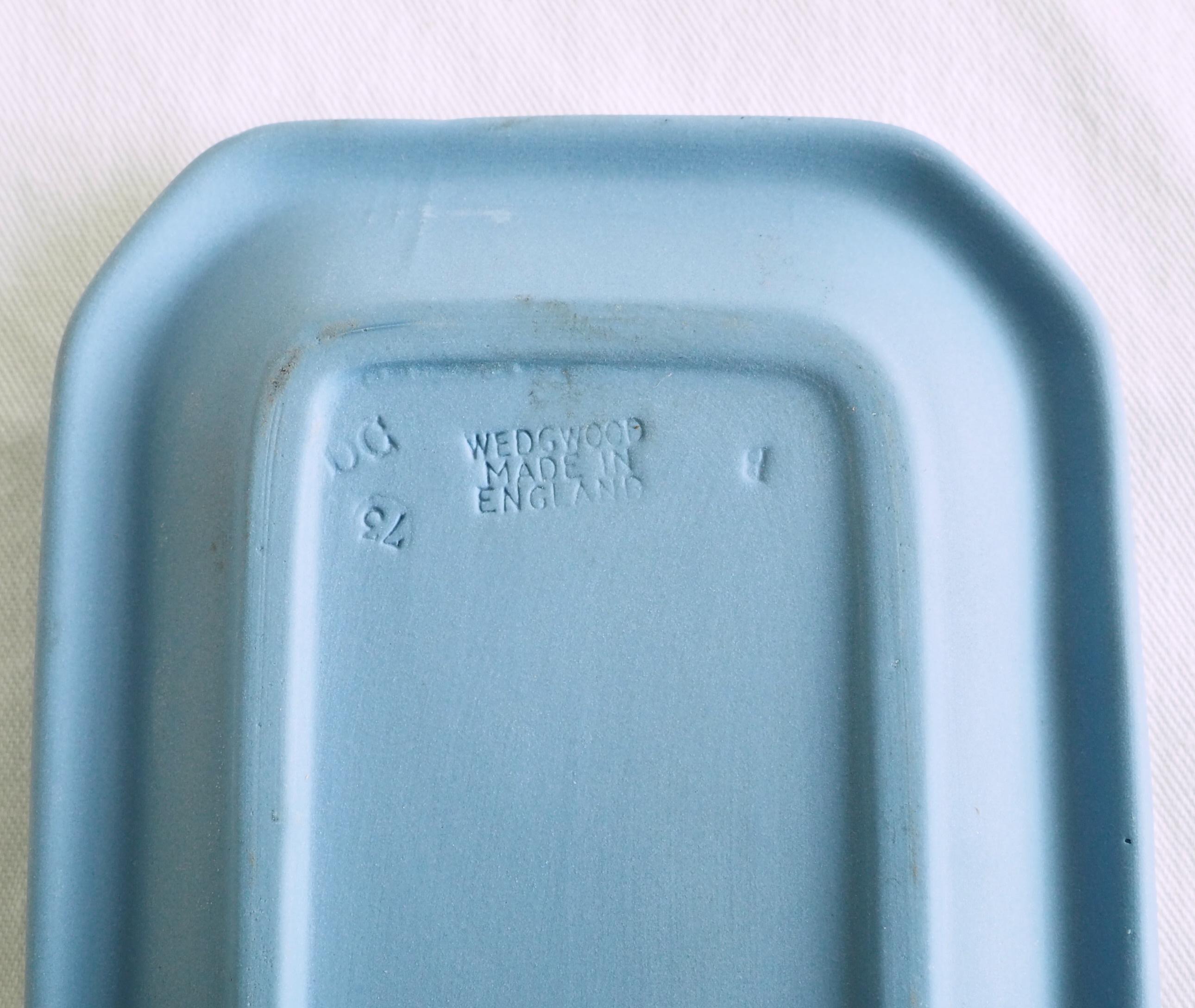 Ceramic Wedgwood blue and white jasperware jewelry tray For Sale