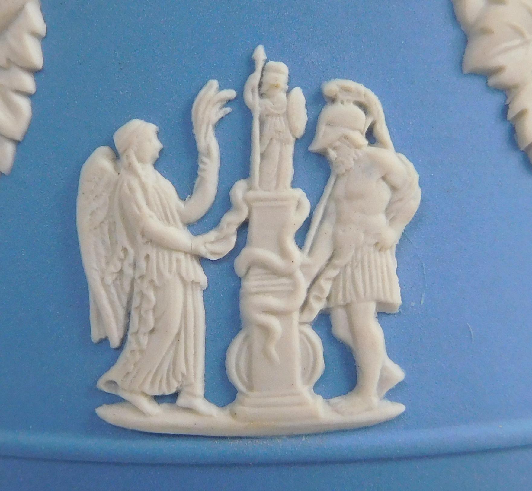 Ceramic Wedgwood blue and white jasperware planter For Sale