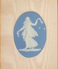 Wedgwood Blue Dip Jasperware Plaque, Dancing Hours