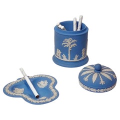 Klassisches Smoking-Set aus blauem Jaspis von Wedgwood mit klassischen Szenen, 2er-Set, FREESHIP