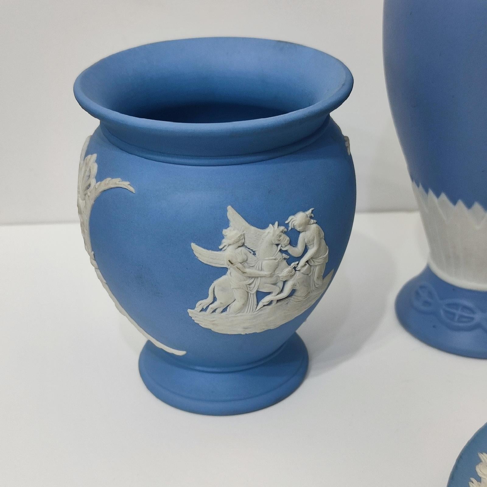 Wedgwood Blue Jasper Ware Vessels Classical Scenes, Collection of 4, FREESHIP For Sale 4