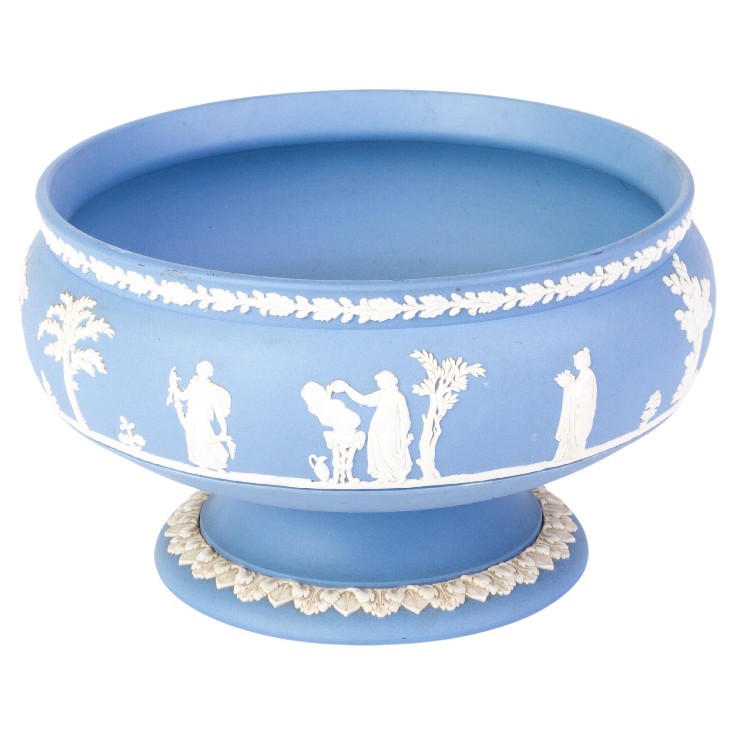 Wedgwood Blue Jasperware Cameo Neoclassical Centerpiece Bowl  For Sale