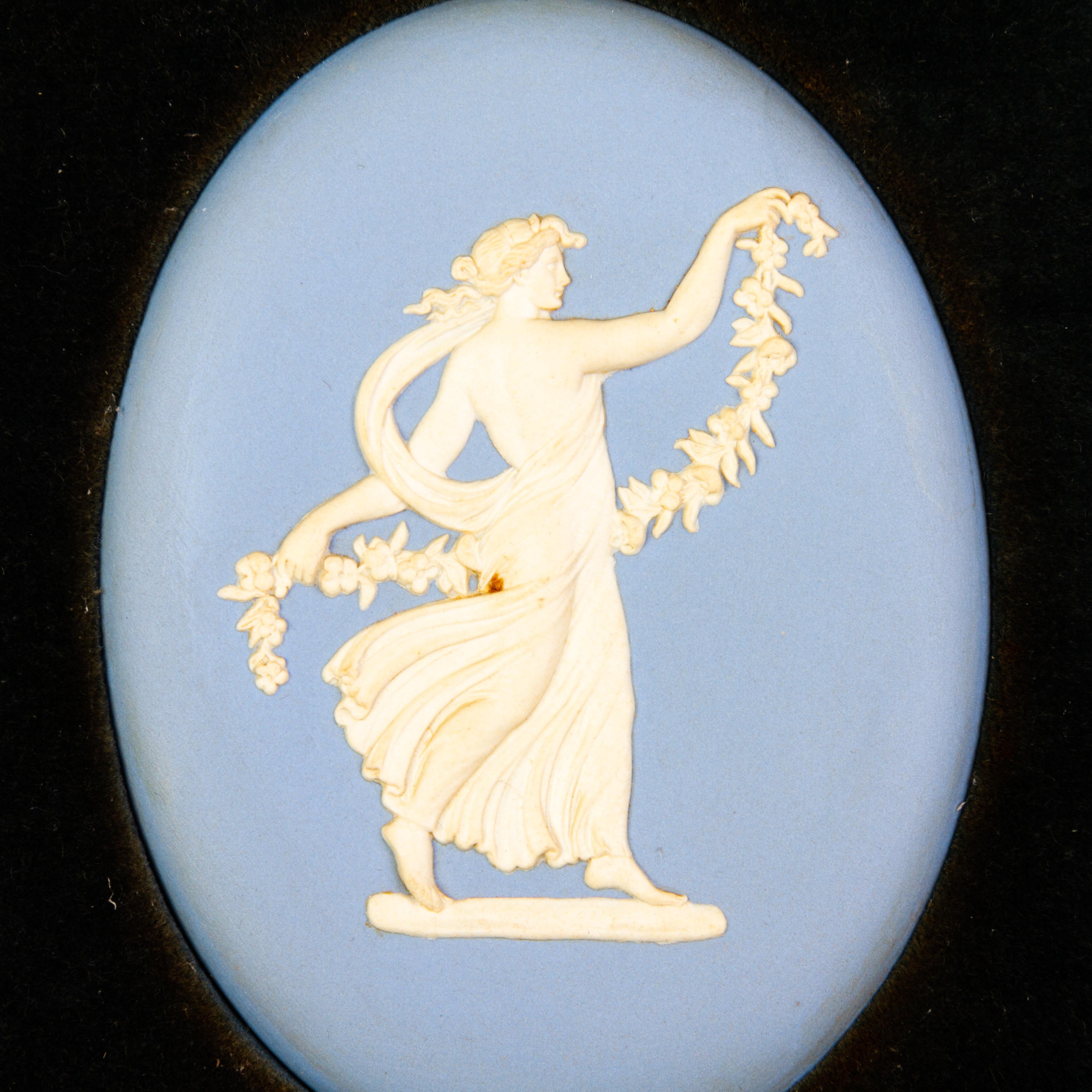 Wedgwood Blue Jasperware Dancing Hours Wall Plaque In Good Condition For Sale In Nottingham, GB