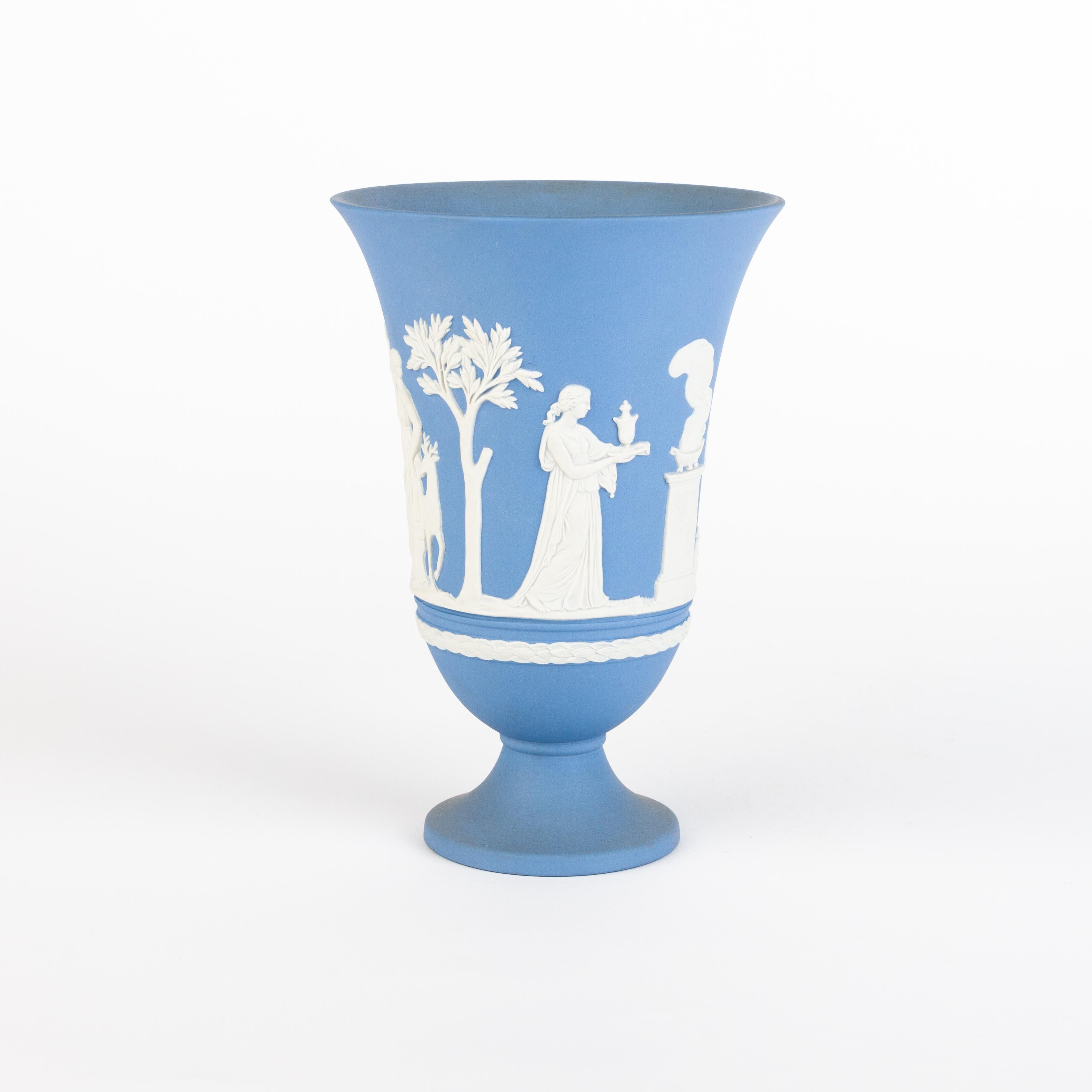Wedgwood Blue Jasperware Neoclassical Cameo Vase In Good Condition In Nottingham, GB