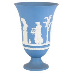 Vintage Wedgwood Blue Jasperware Neoclassical Cameo Vase