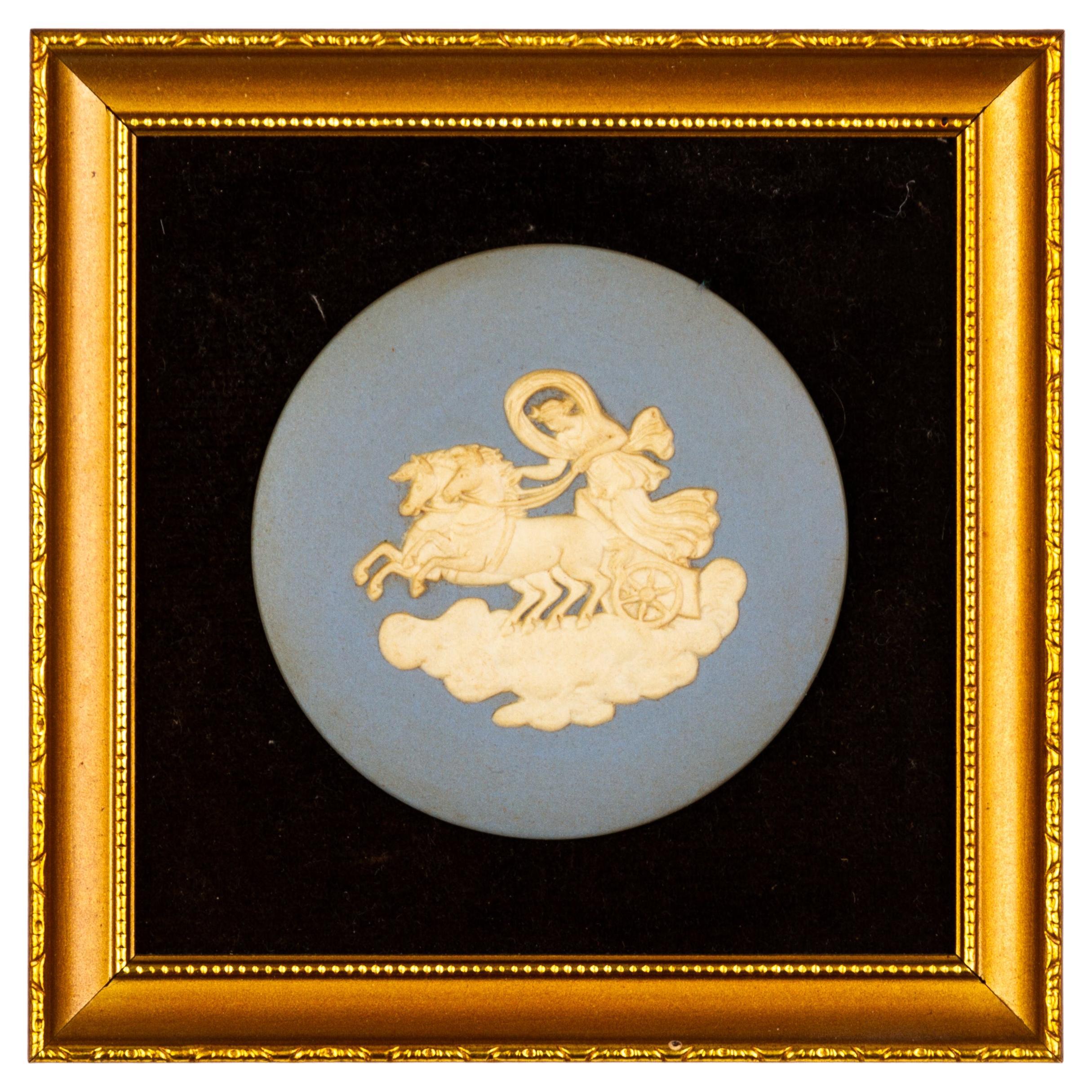 Wedgwood Blue Jasperware Neoclassical Chariot Wall Plaque For Sale