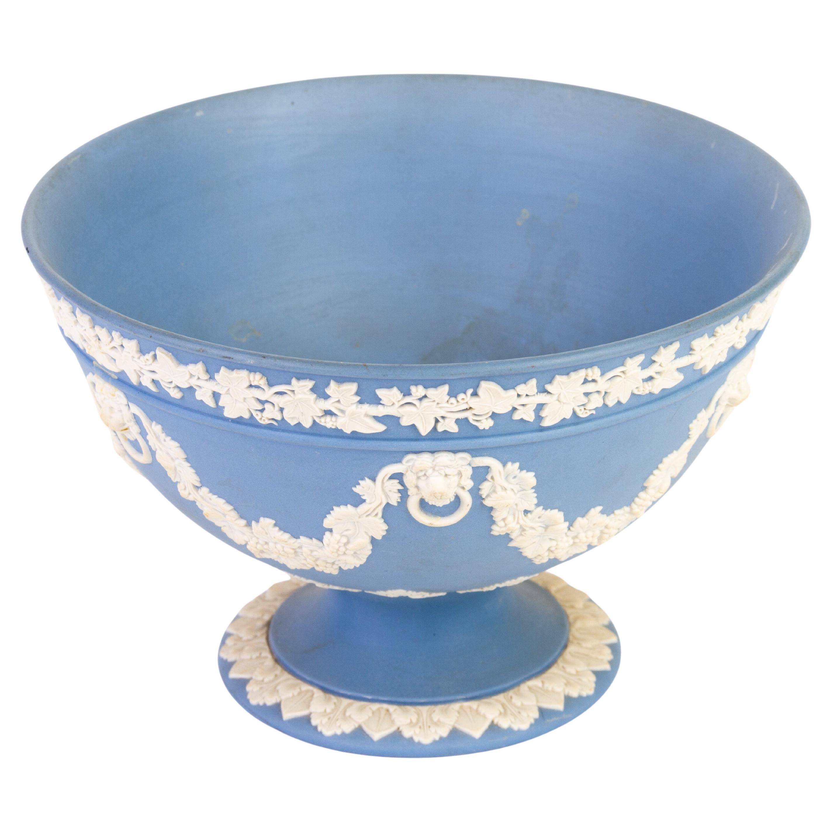 Wedgwood Blue Jasperware Neoclassical Comport Centre Bowl  For Sale
