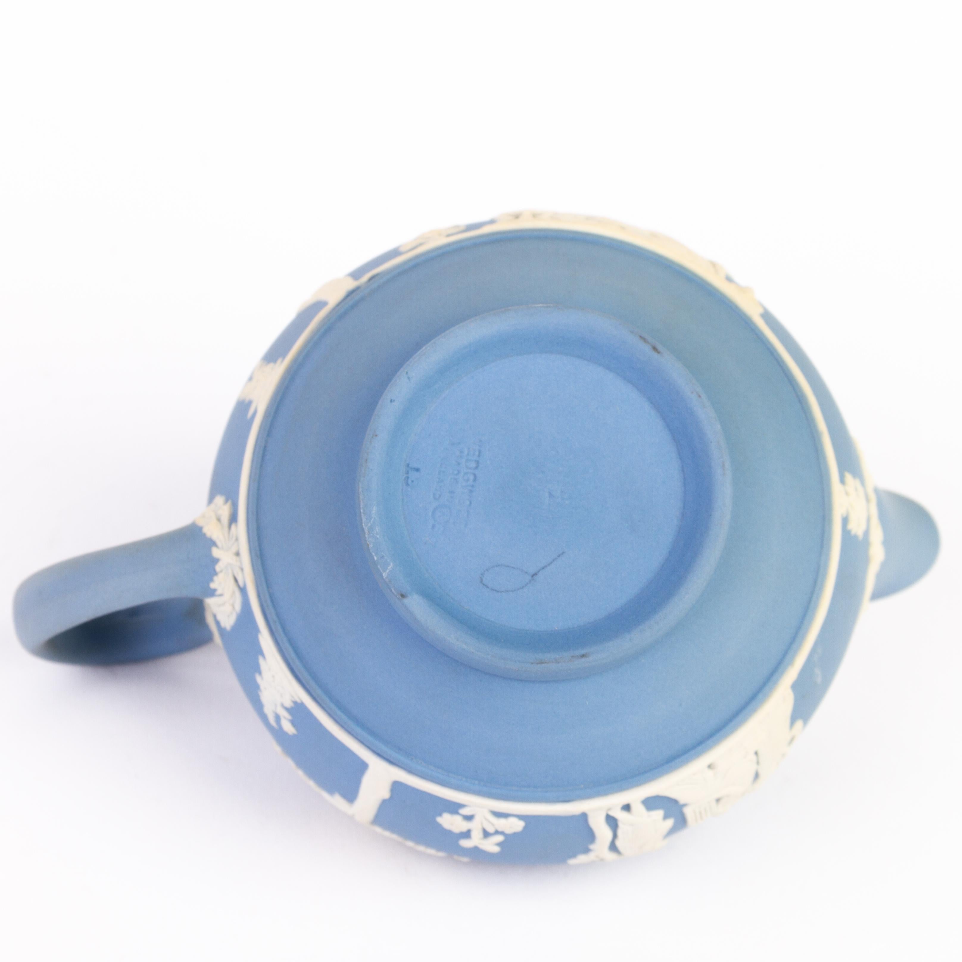Porcelain Wedgwood Blue Jasperware Neoclassical Cream Jug For Sale