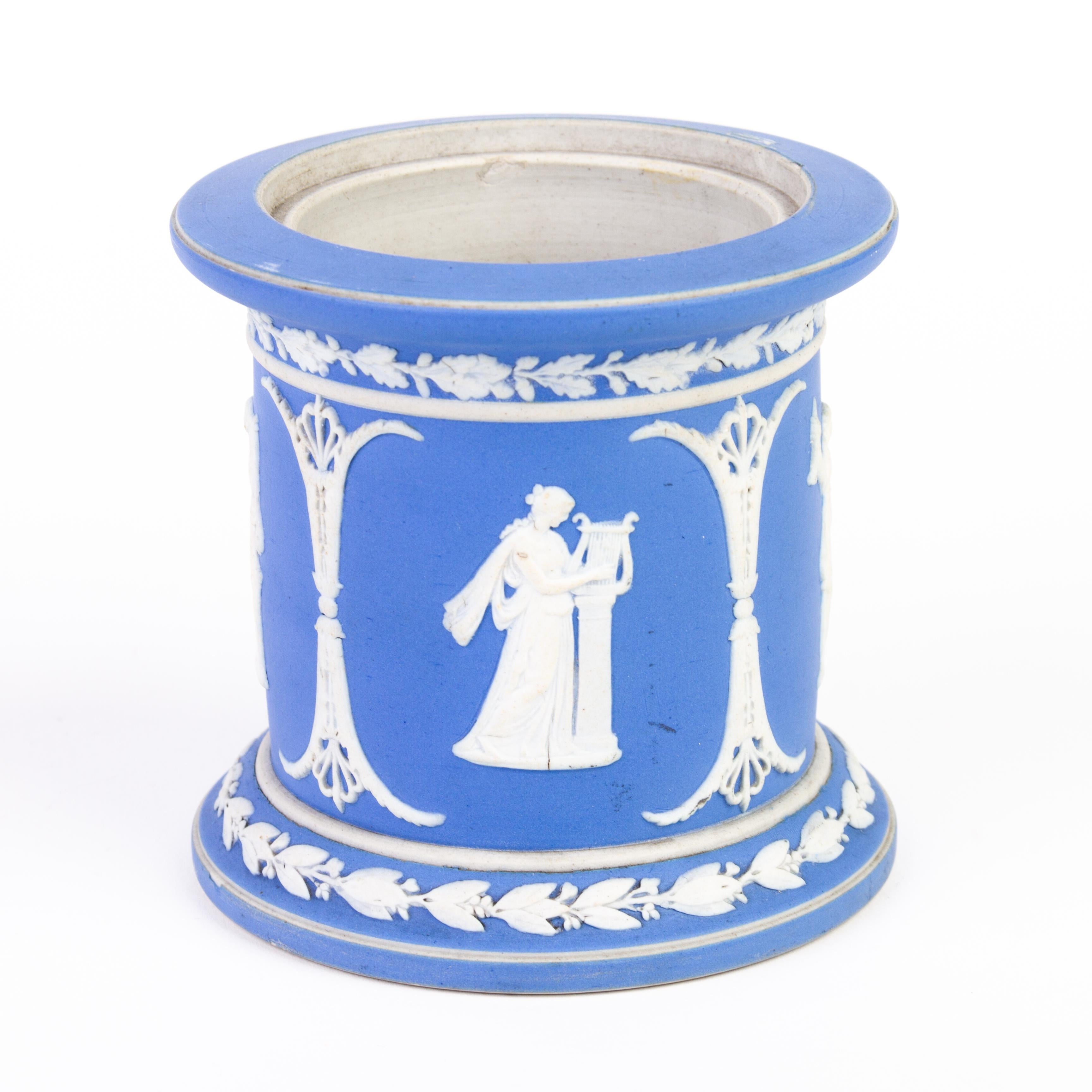 From a private collection.
Free international shipping.
Wedgwood Blue Jasperware Neoclassical Vase