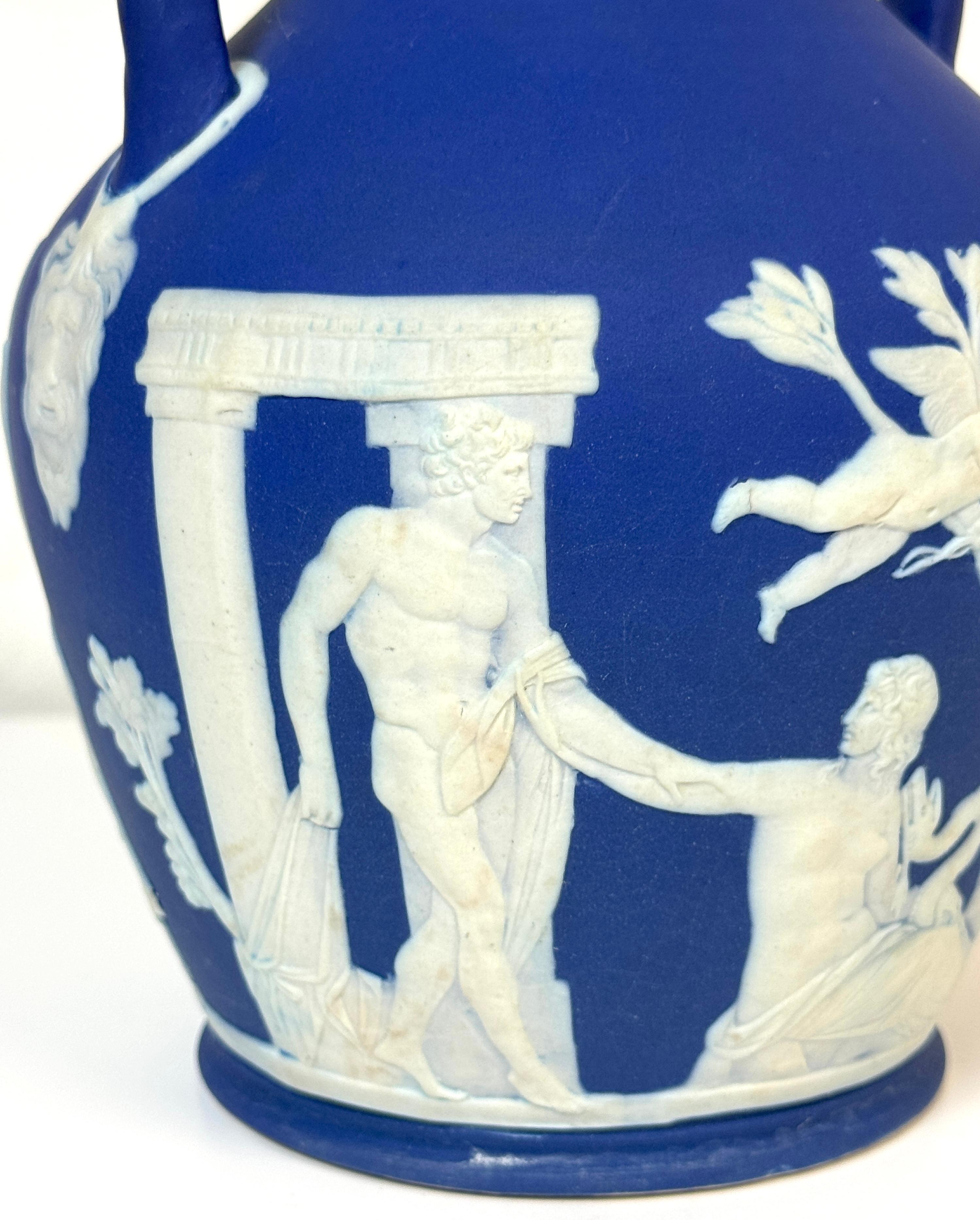 English Wedgwood Blue Jasperware Portland Vase, c. 1891–1900 For Sale