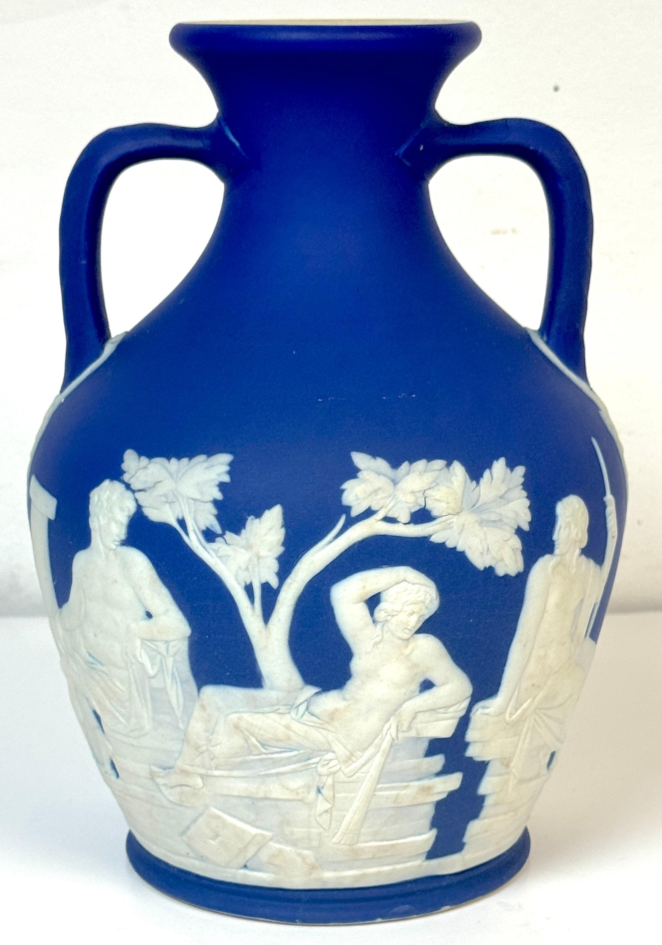 Wedgwood Blue Jasperware Portland Vase, c. 1891–1900 In Good Condition For Sale In West Palm Beach, FL