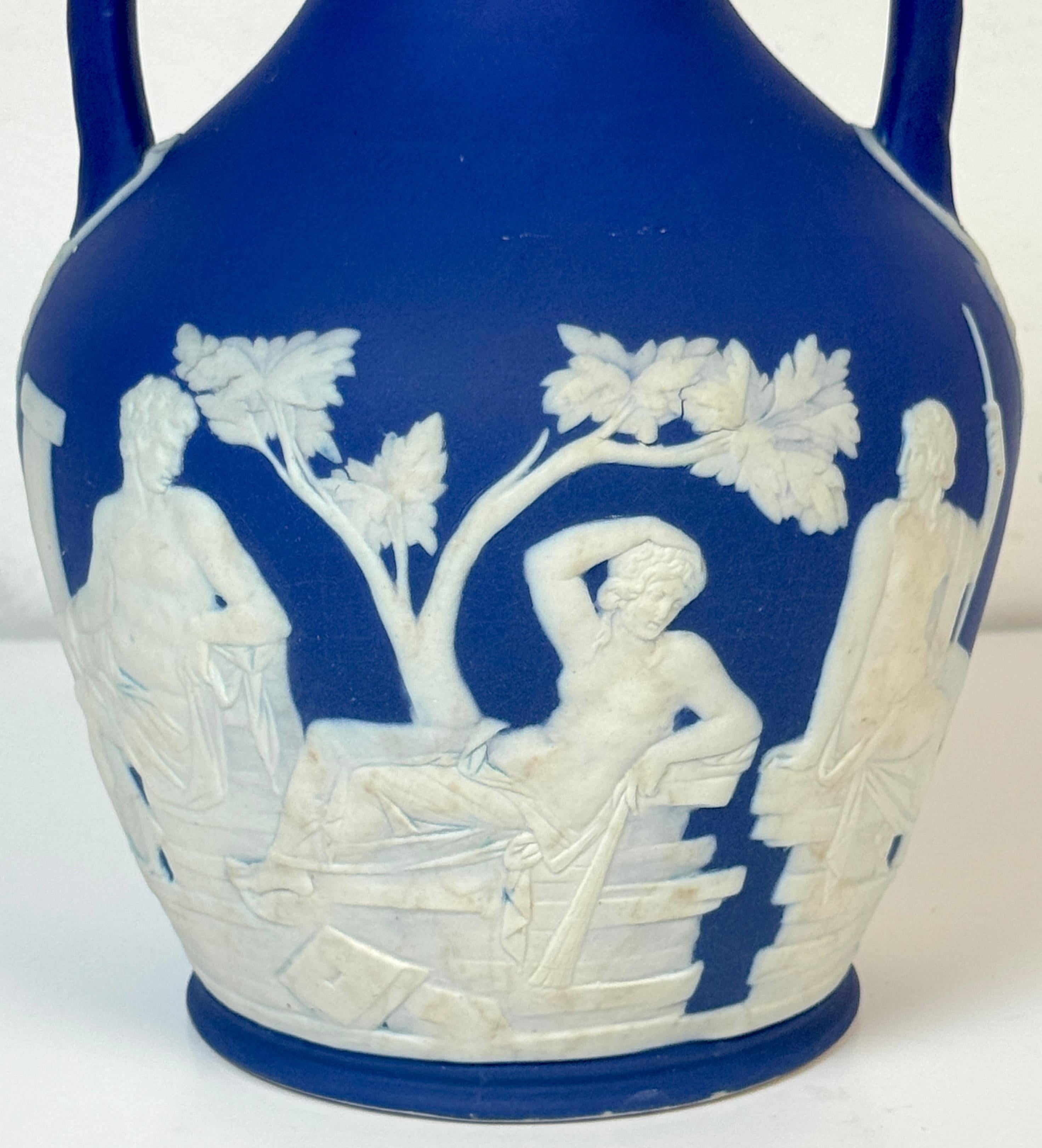 19th Century Wedgwood Blue Jasperware Portland Vase, c. 1891–1900 For Sale