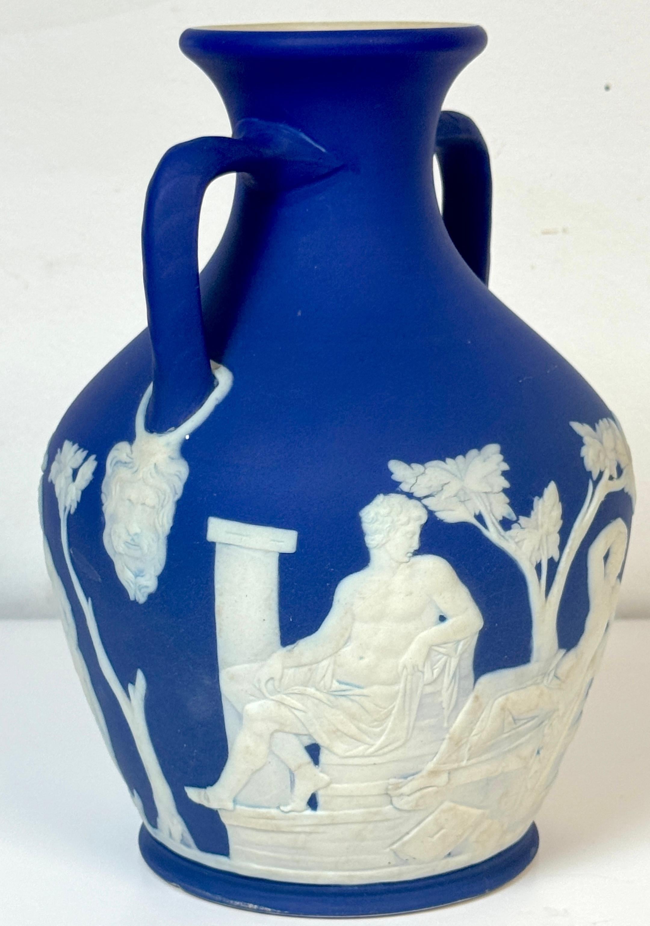 Pottery Wedgwood Blue Jasperware Portland Vase, c. 1891–1900 For Sale