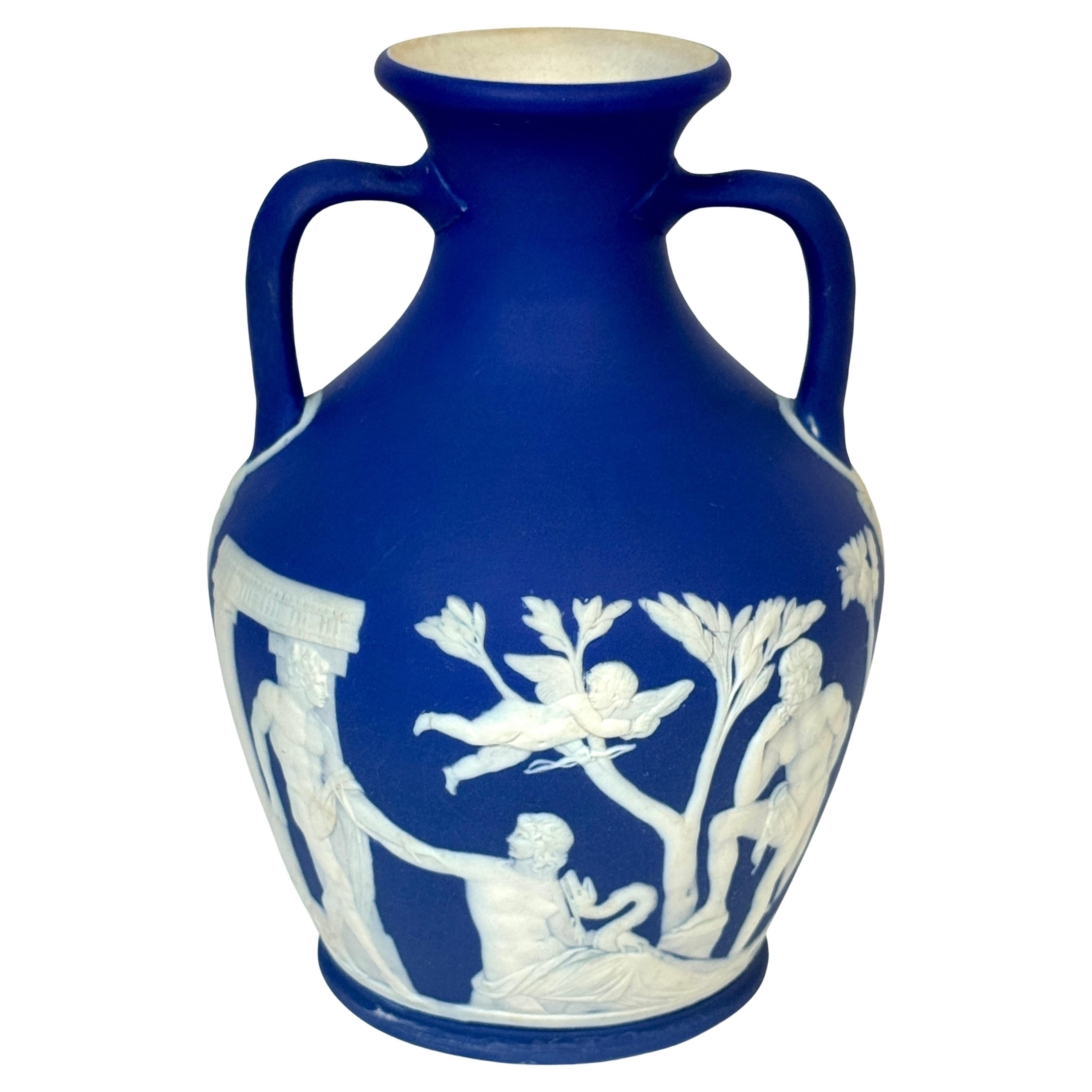 Wedgwood Blue Jasperware Portland Vase, c. 1891–1900 For Sale