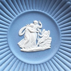 Wedgwood Blue Jasperware Small Cupid Dish with Classical Figural Relief