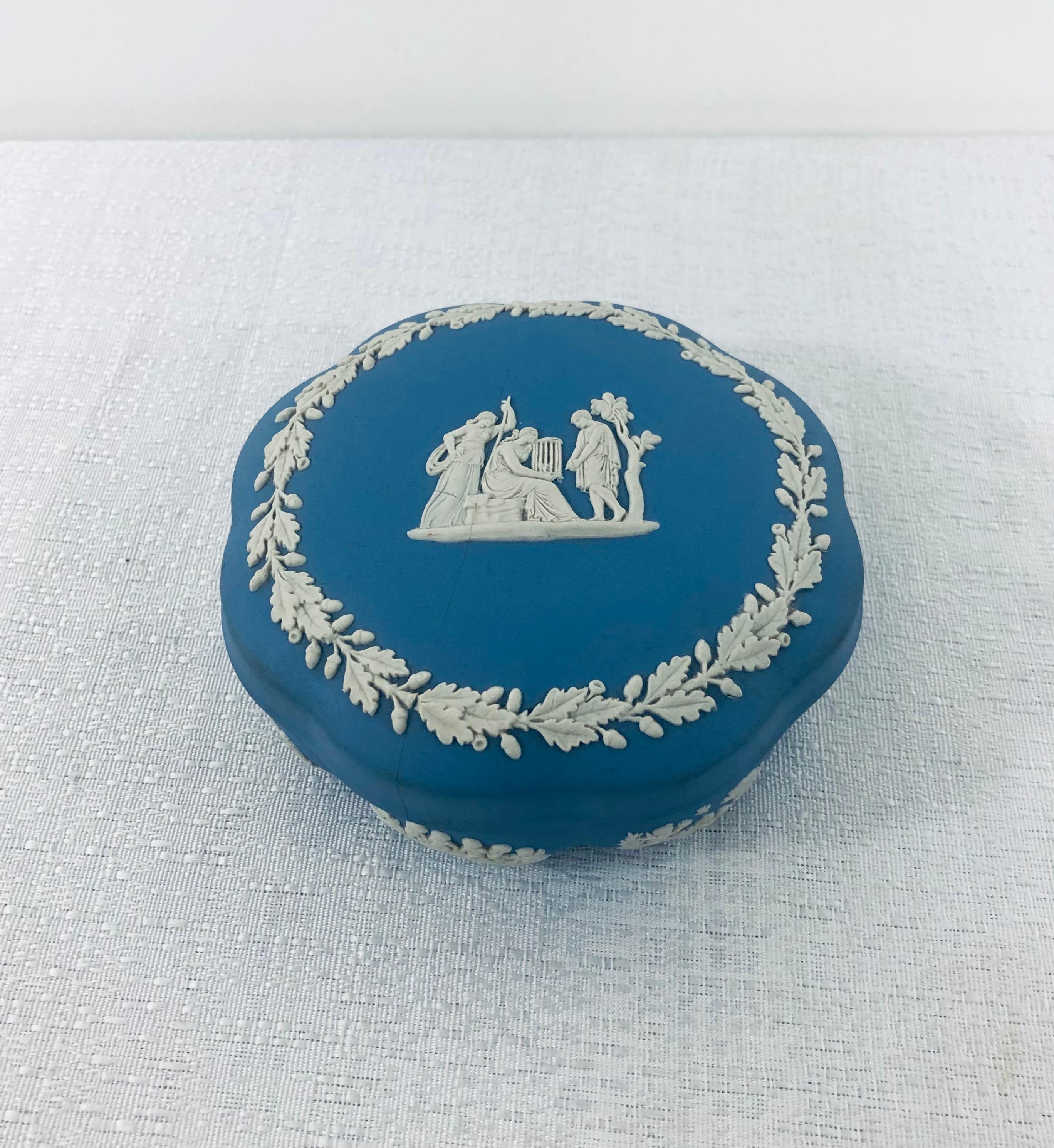 English Wedgwood Blue Jasperware Tea Set , 4 Pieces
