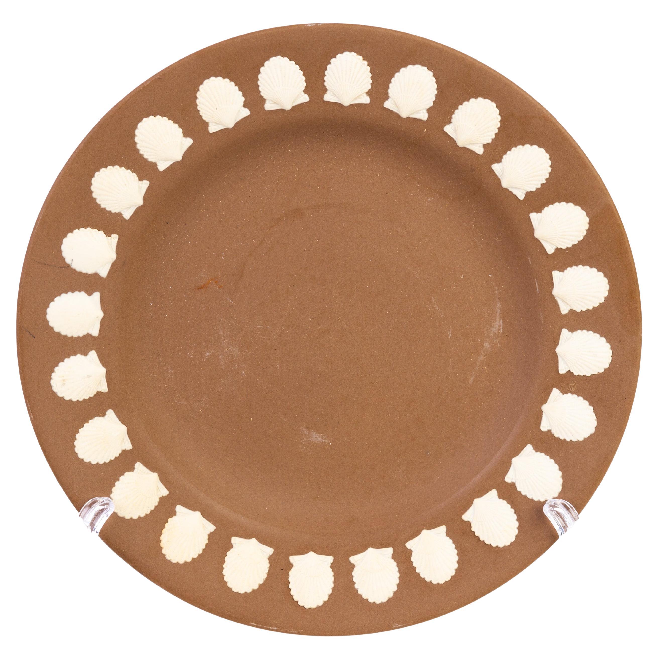 Wedgwood Brown Jasperware Seashell Plate  For Sale