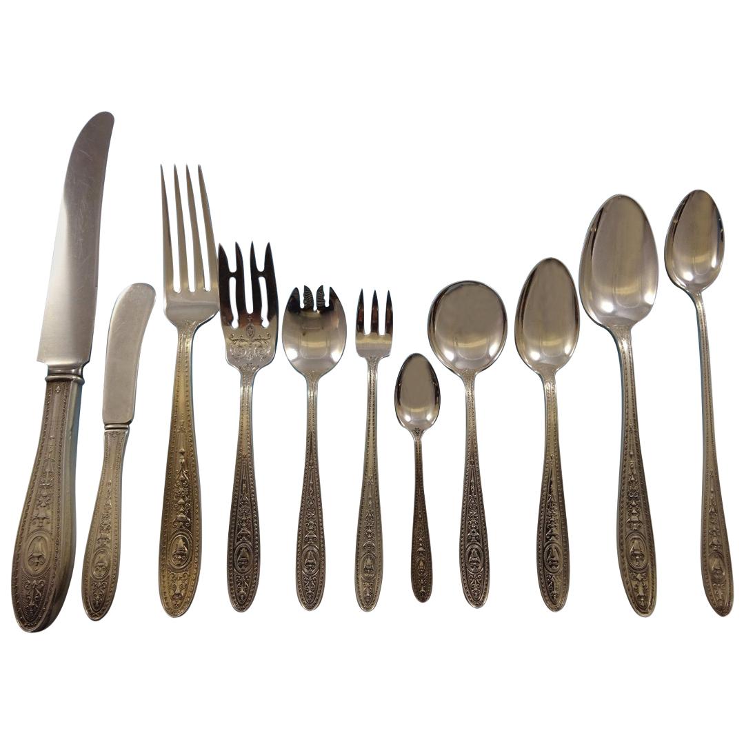 Wedgwood by International Sterling Silver Flatware Service Dinner Set 140 Pieces For Sale