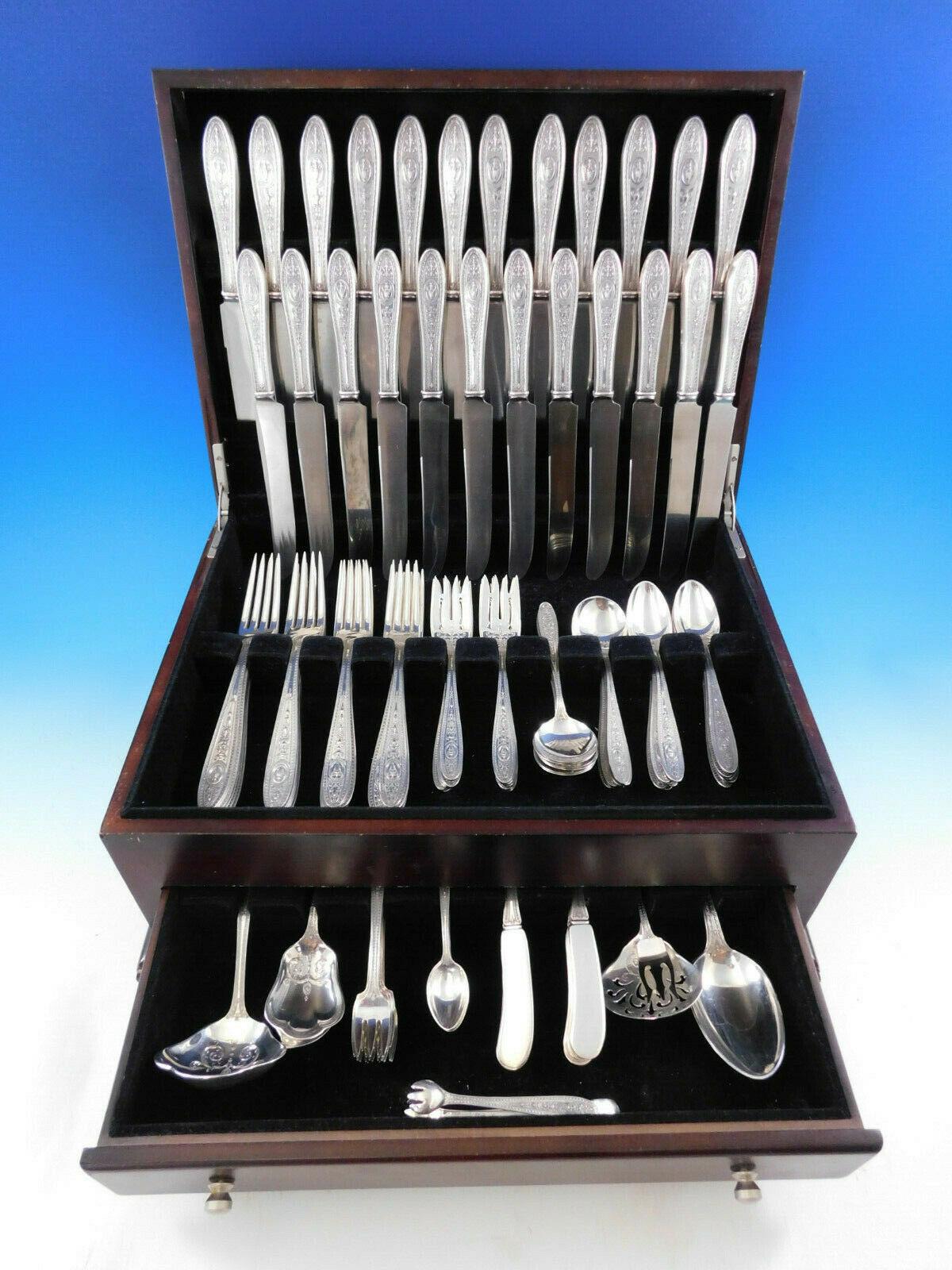 Outstanding dinner size Wedgwood by International Sterling Silver flatware set - 128 pieces. This set includes:

12 dinner size knives, 9 5/8