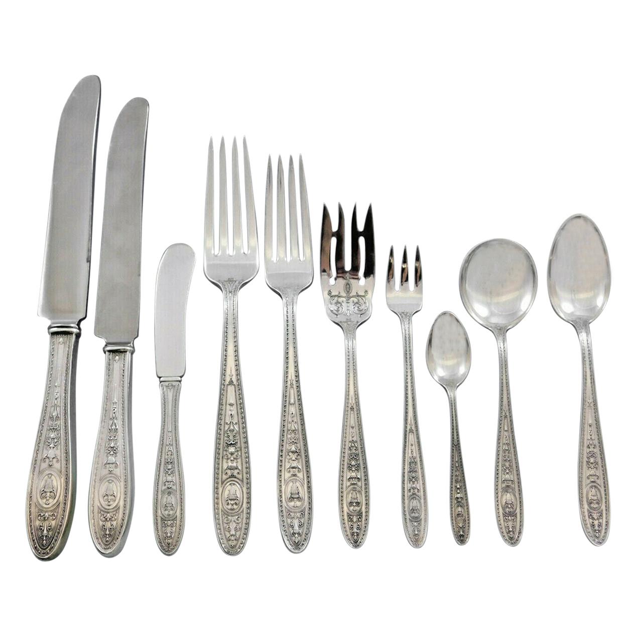 Wedgwood by International Sterling Silver Cutlery Set 12 Service 128 Pc Dinner