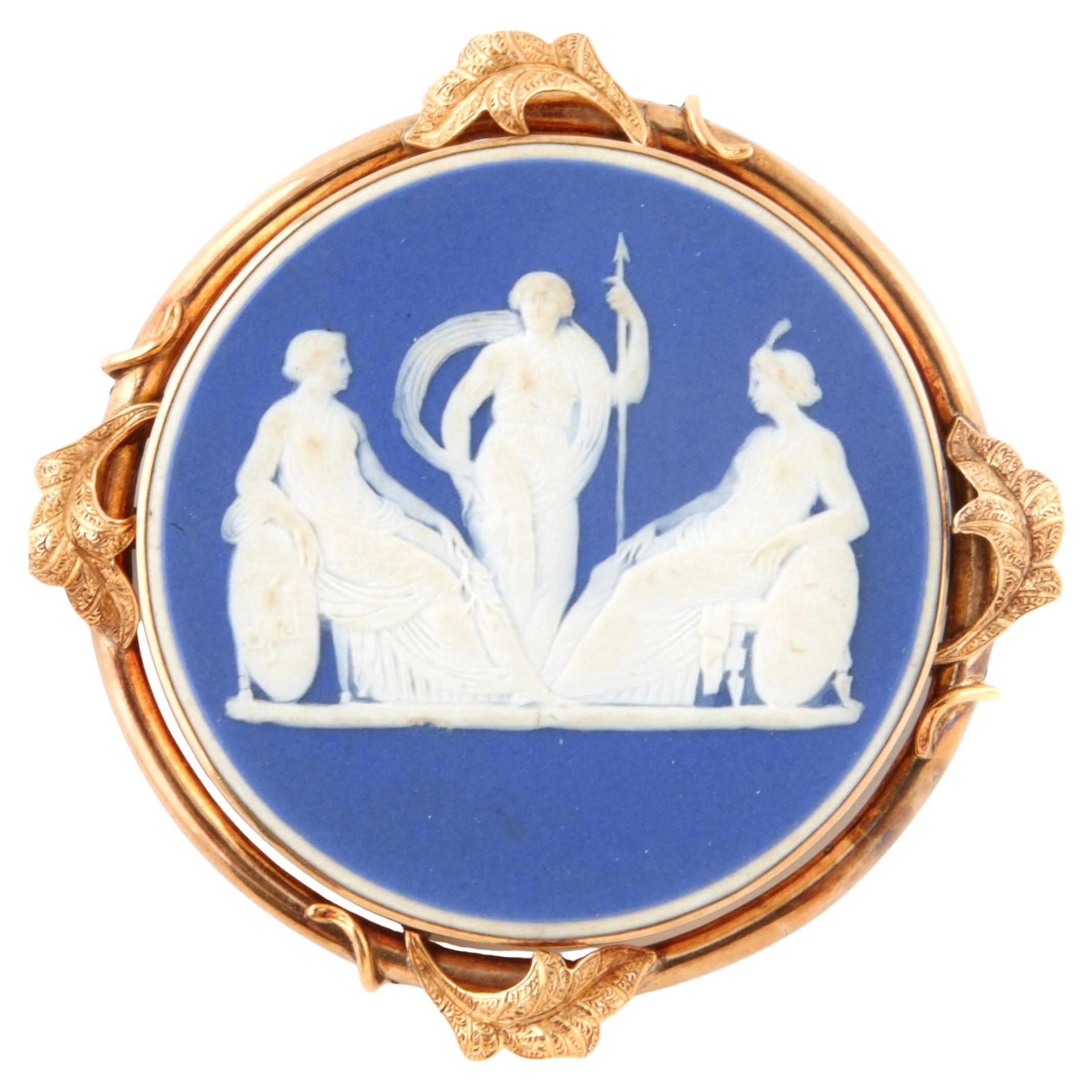 Wedgwood Cameo Porcelain Pendant with 14k Yellow Gold Bezel