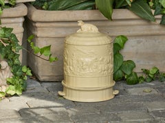 Wedgwood Caneware 1850s Cheese Dome with Cow and Low-Relief Dairy Activities
