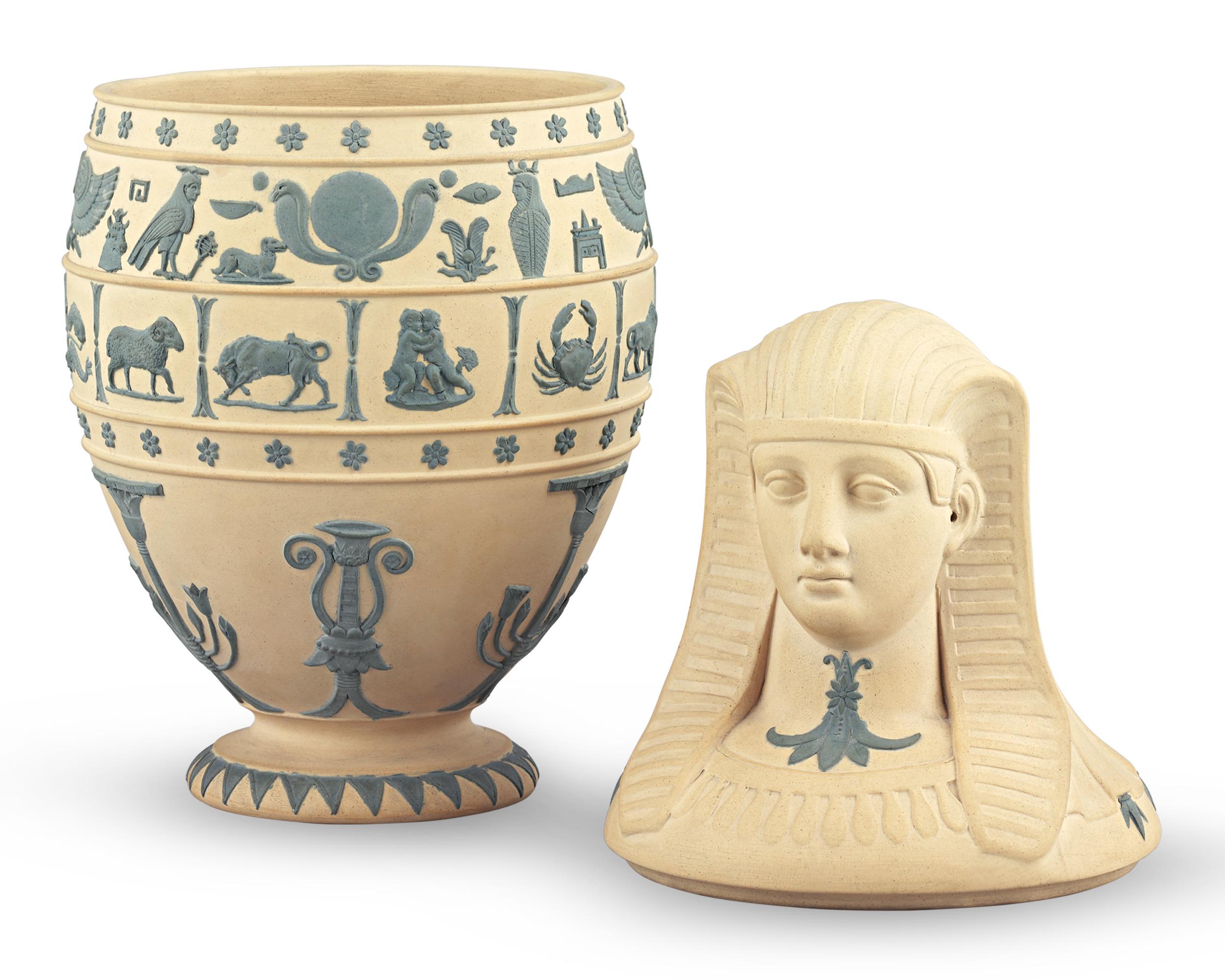 Wedgwood Caneware Canopic Jar In Excellent Condition In New Orleans, LA