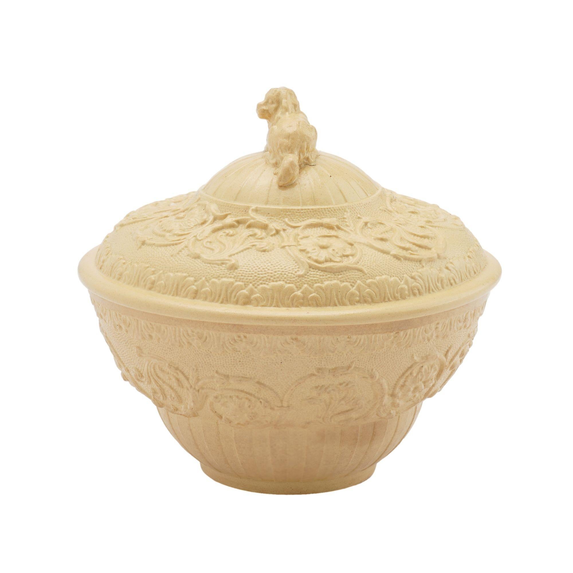 British Wedgwood Caneware ceramic sugar bowl, c. 1815-20 For Sale