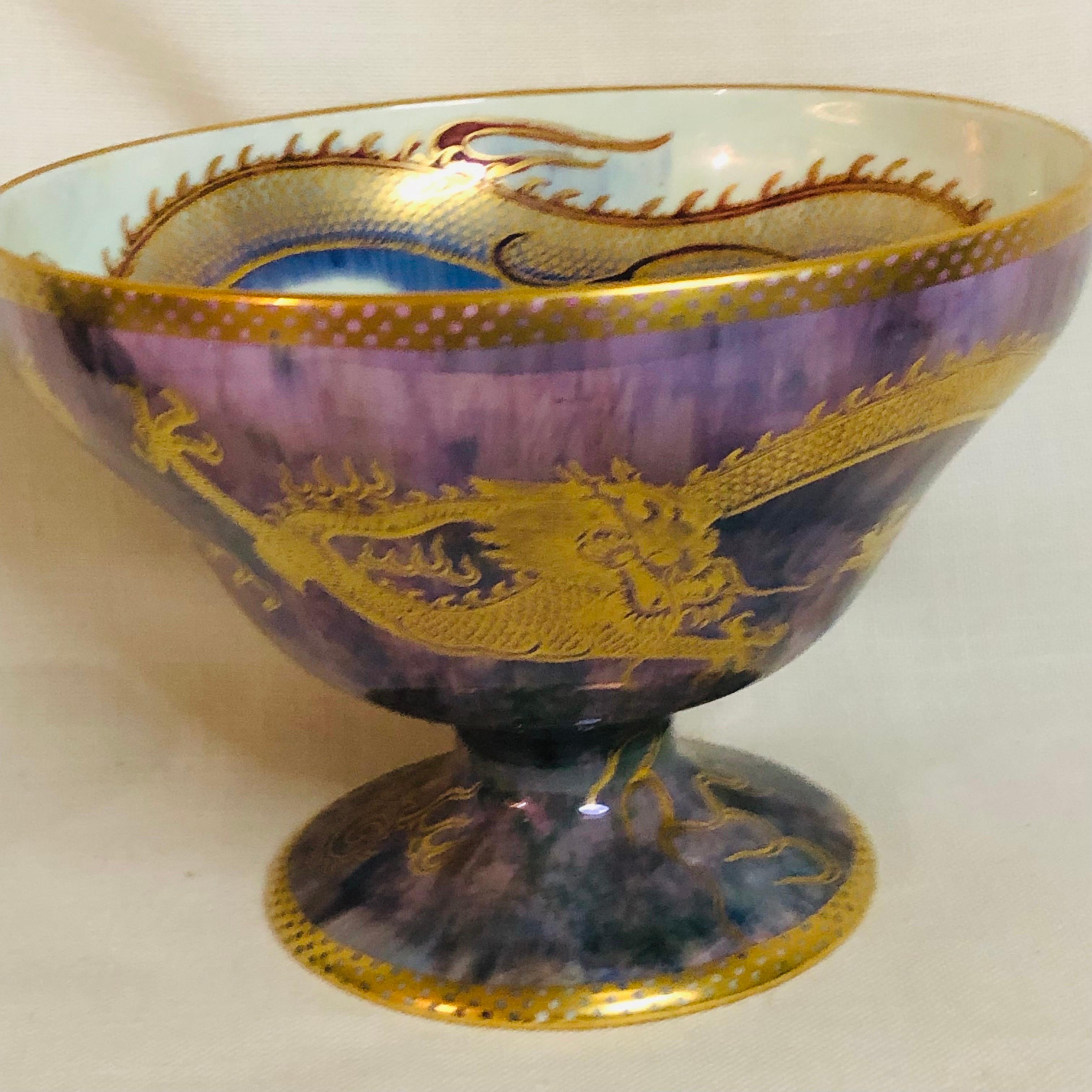 Wedgwood Celestial Dragons Fairyland Luster Bowl With Purple Luster and Dragons 6