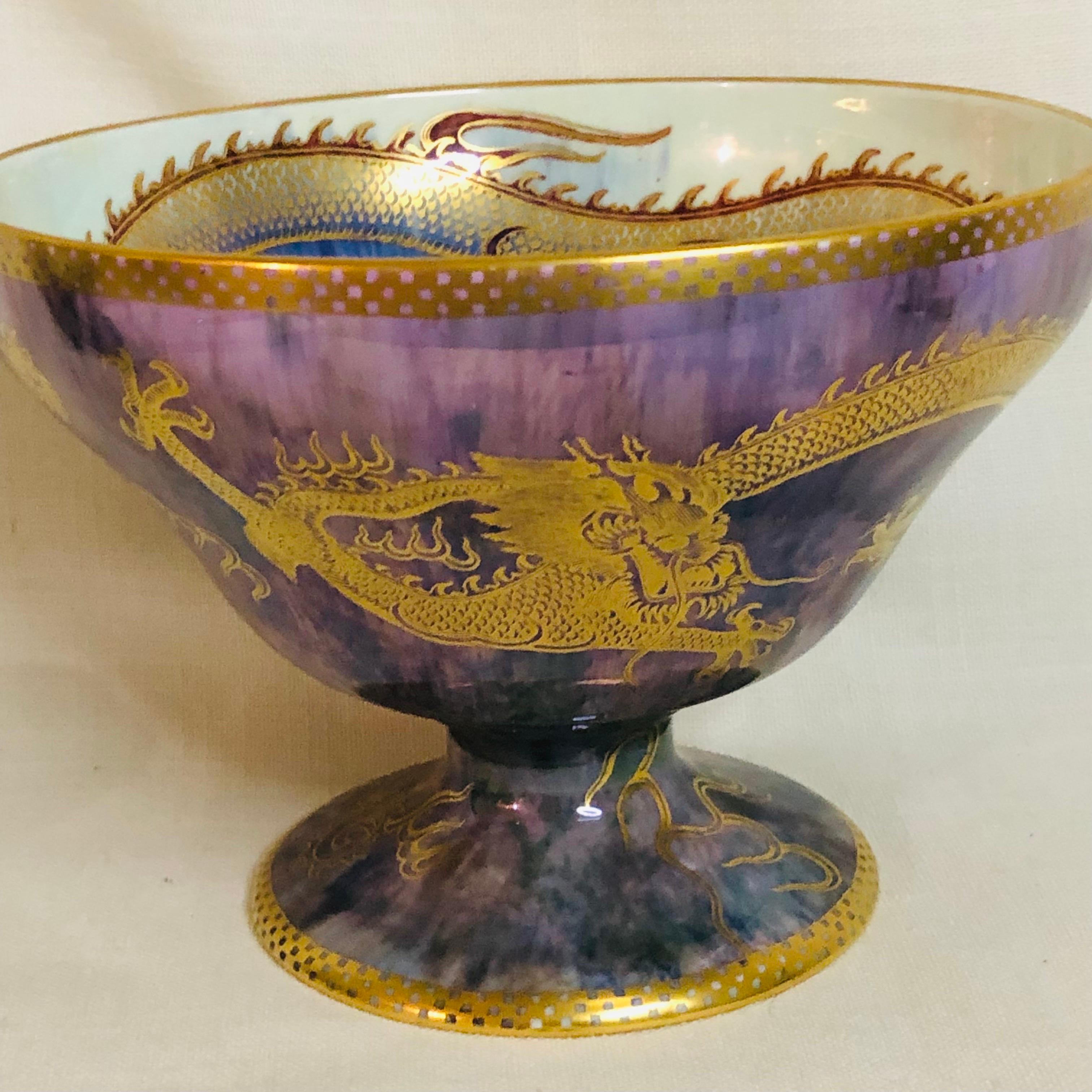 Wedgwood Celestial Dragons Fairyland Luster Bowl With Purple Luster and Dragons 7