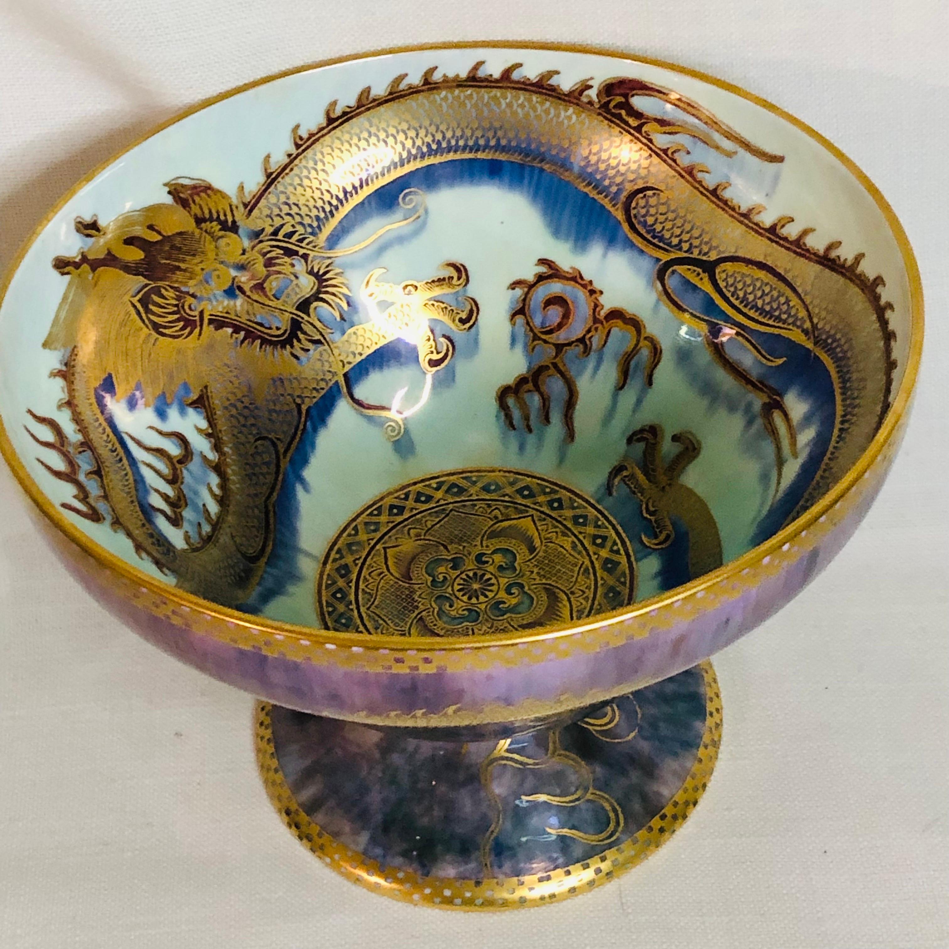 Wedgwood Celestial Dragons Fairyland Luster Bowl With Purple Luster and Dragons 8