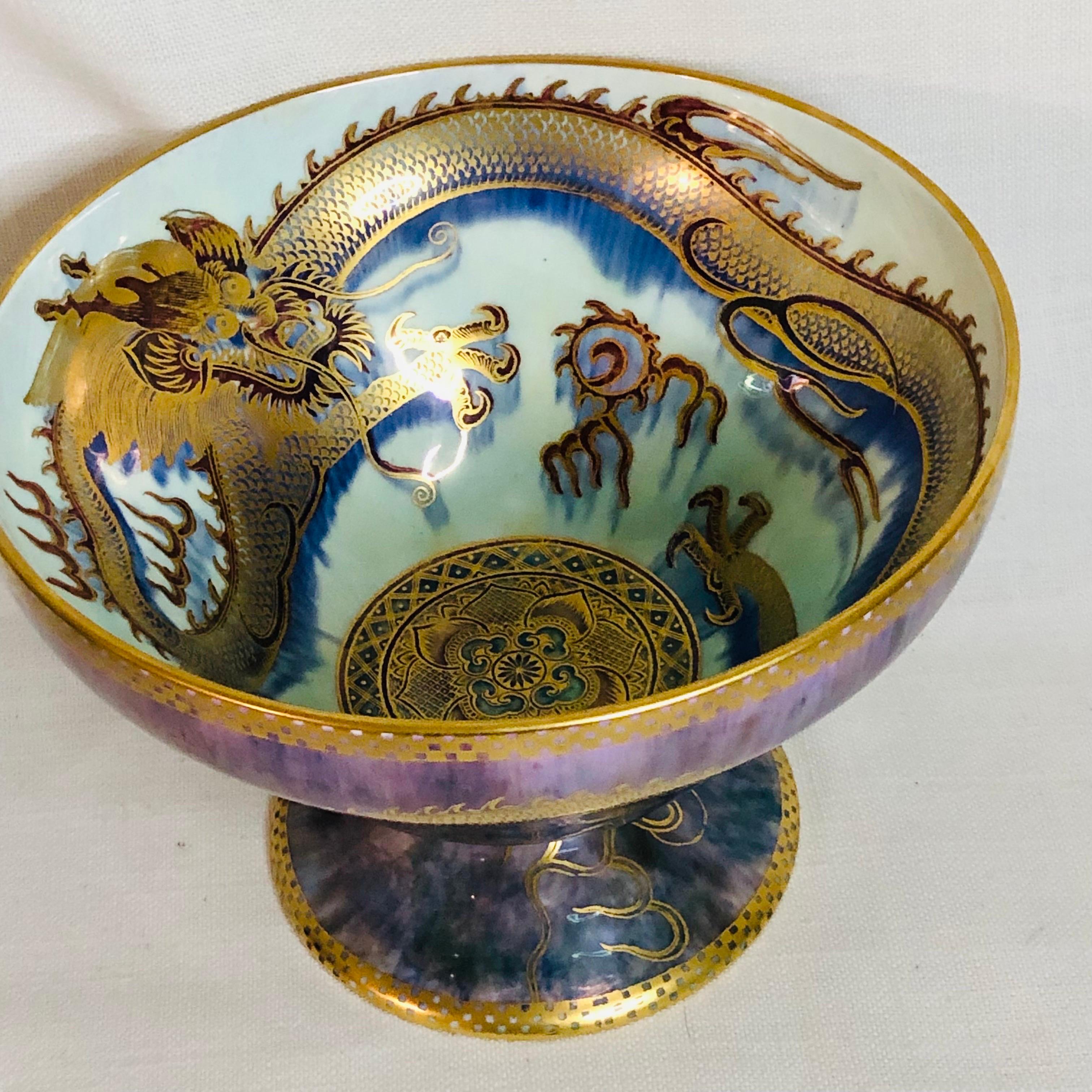 Wedgwood Celestial Dragons Fairyland Luster Bowl With Purple Luster and Dragons 9