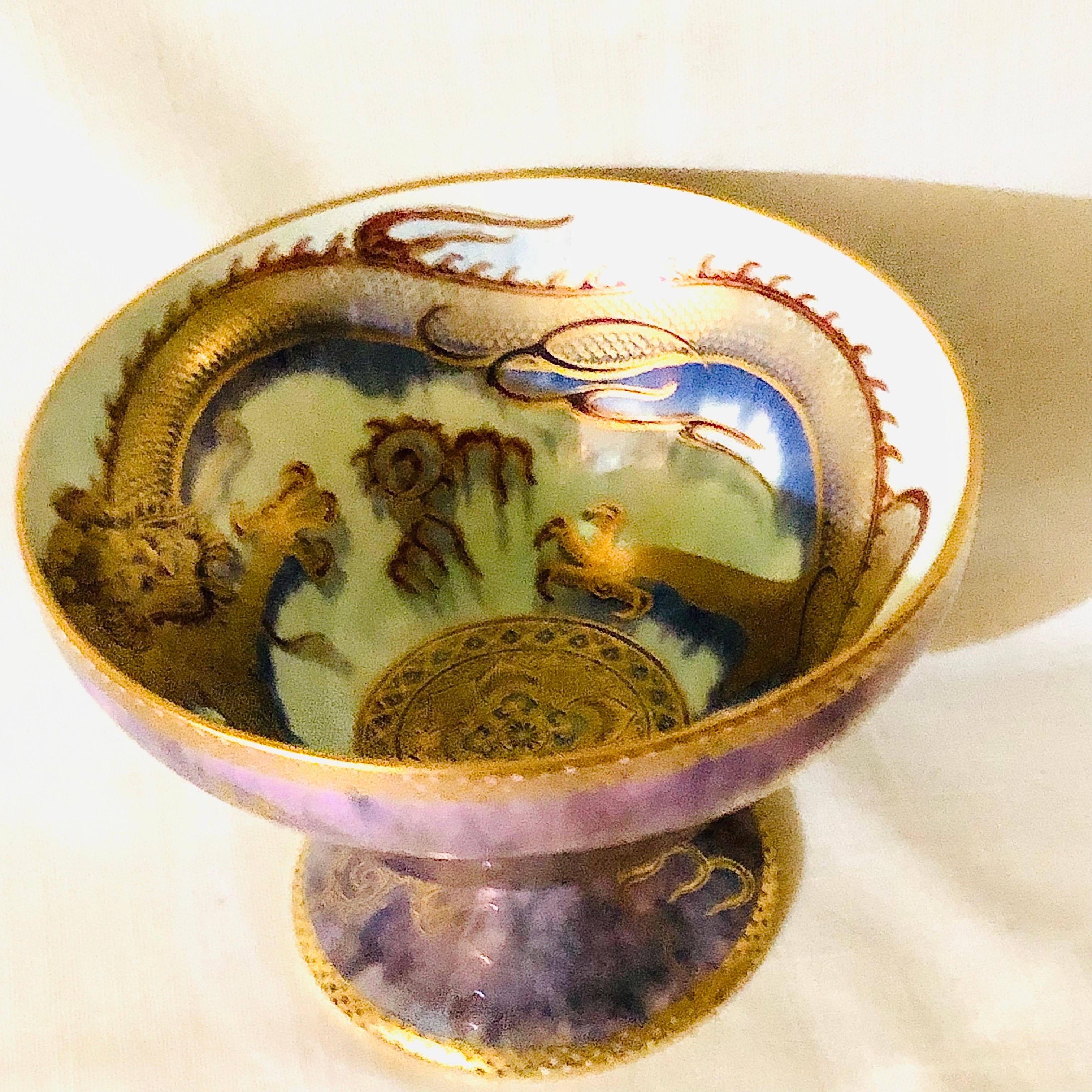 Art Deco Wedgwood Celestial Dragons Fairyland Luster Bowl With Purple Luster and Dragons