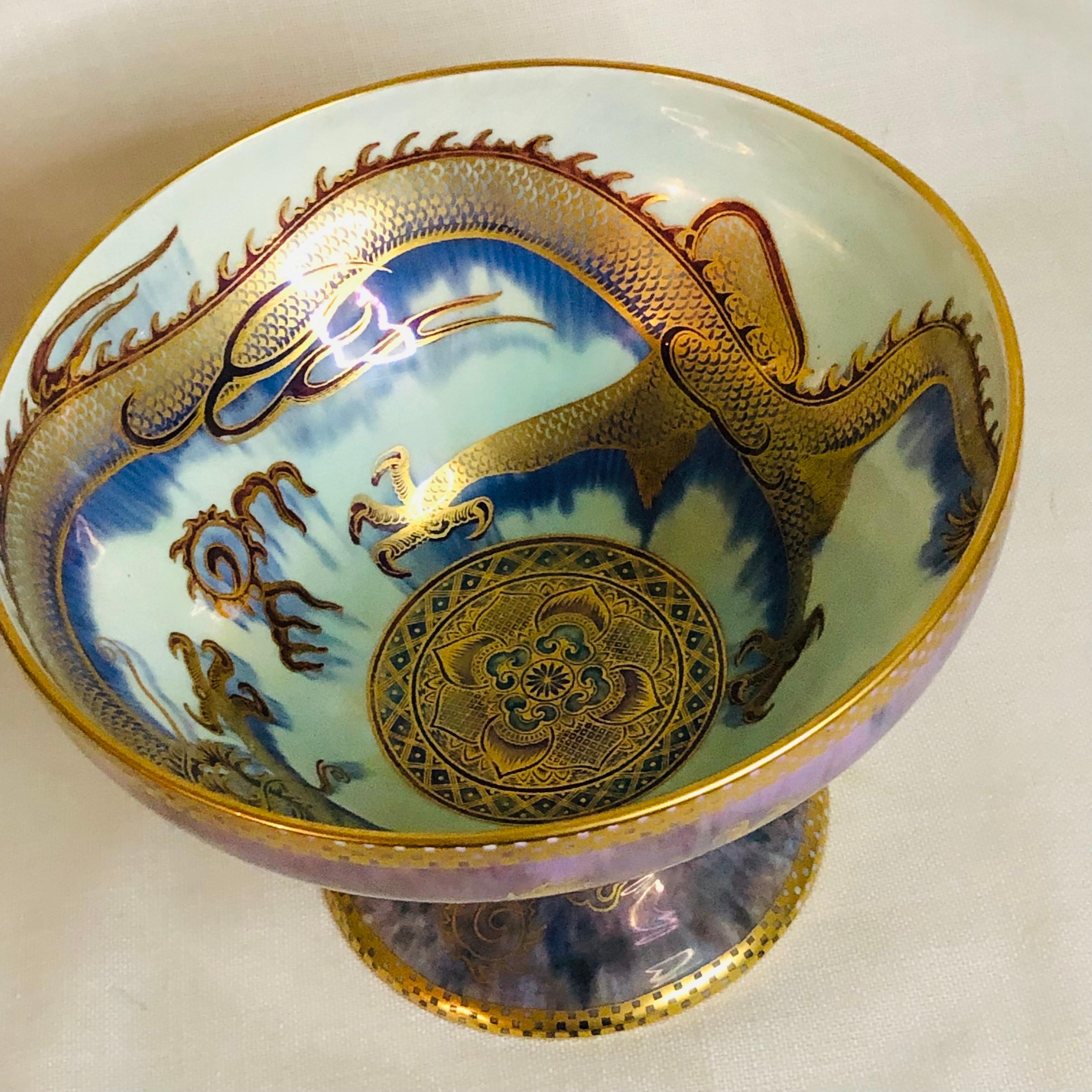 Early 20th Century Wedgwood Celestial Dragons Fairyland Luster Bowl With Purple Luster and Dragons