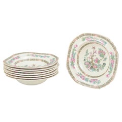 Wedgwood & Co, England. Set of 8 faience deep plates with oriental motif.