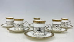 Tazze e piattini da caffè Wedgwood con portabicchieri in argento di Walker & Hall, 1919