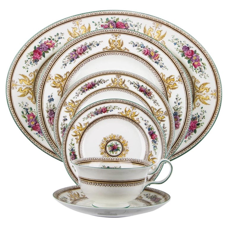 Set De Vaisselle Jetable De Fête - Coeur - 20x Assiettes / 20x Tasses Blanc Or