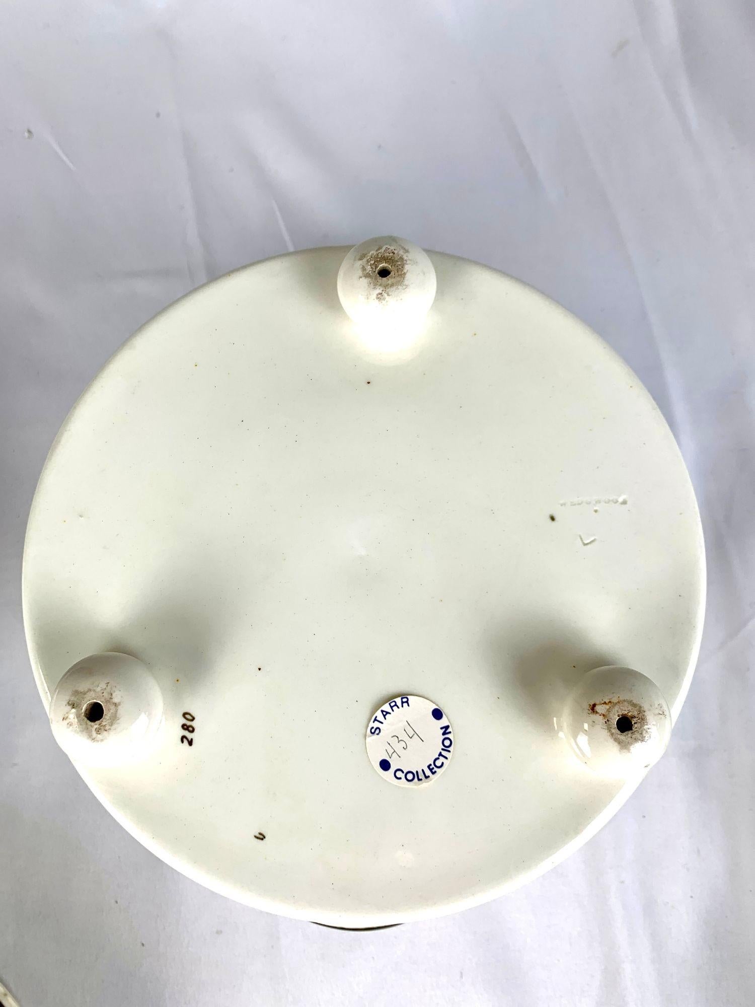 Wedgwood Creamware Ice Pail and Fruit Cooler Lag & Feather Pattern England 1820 2