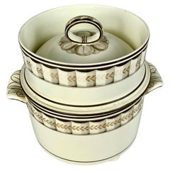 Wedgwood Creamware Ice Pail and Fruit Cooler Lag & Feather Pattern England 1820