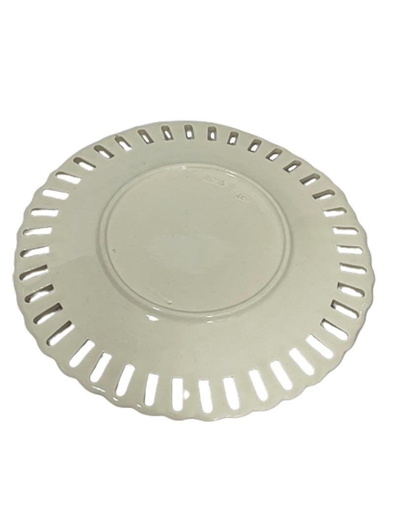 Earthenware Wedgwood Creamware Open Weave Basket with Plate, 1924-1930