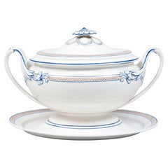 Soupière, couvercle et support en poterie de Wedgwood Creamware, motif n° 348